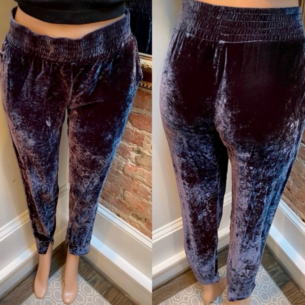 Young Fabulous & Broke Plush Velvet Joggers in Deep Navy